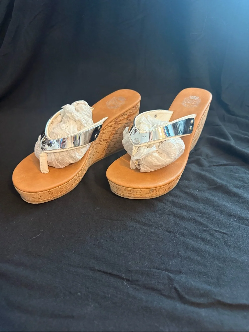 Juicy Couture White Women's Wedge Flip Flop